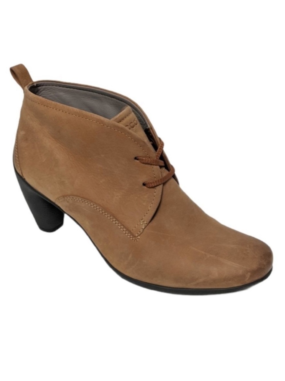 ECCO Tan Soft Leather Heeled Ankle Booties 40